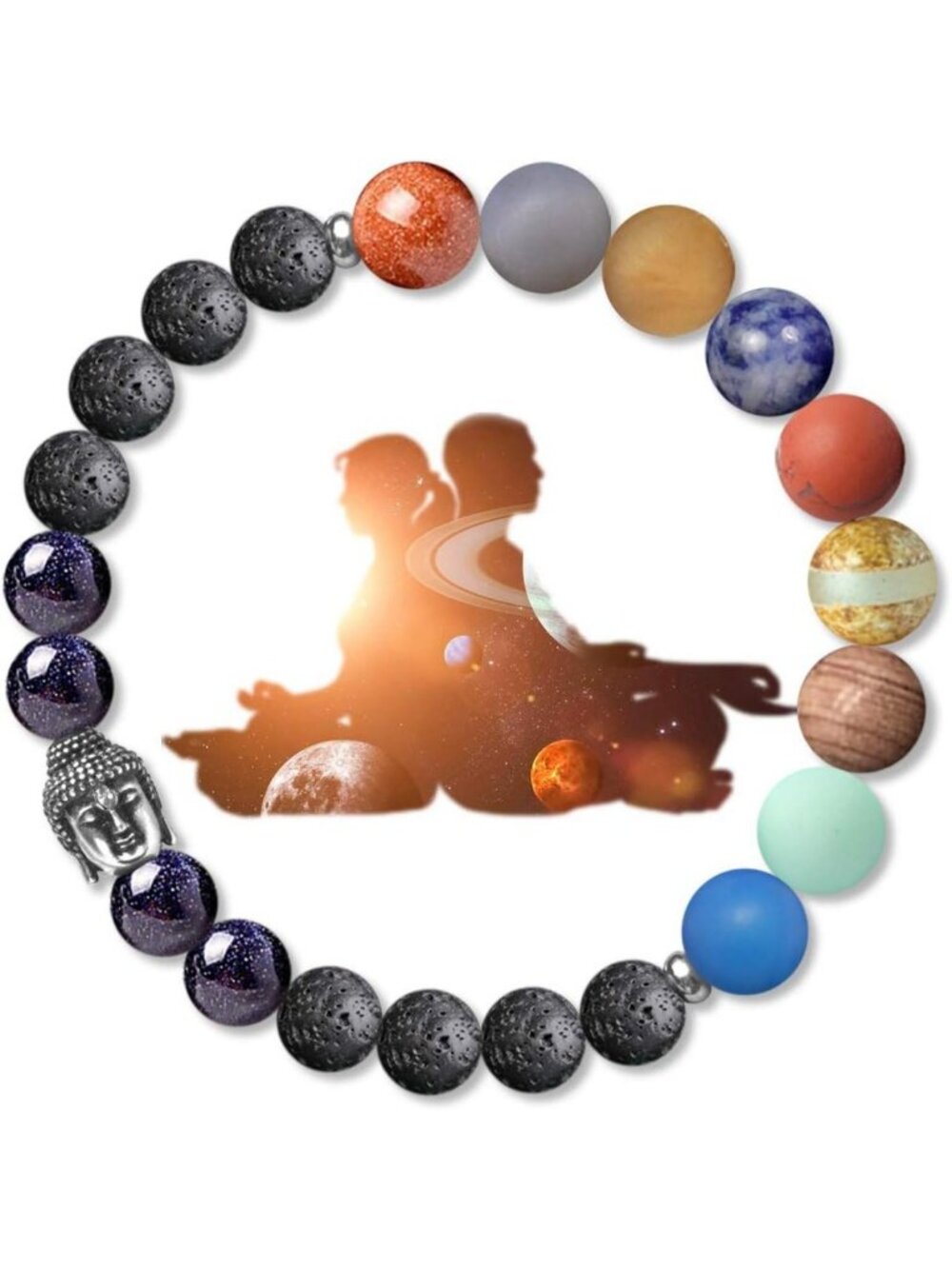 7 Chakra Beaded Bracelet with Natural Crystals | Meditation & Protection Jewelry